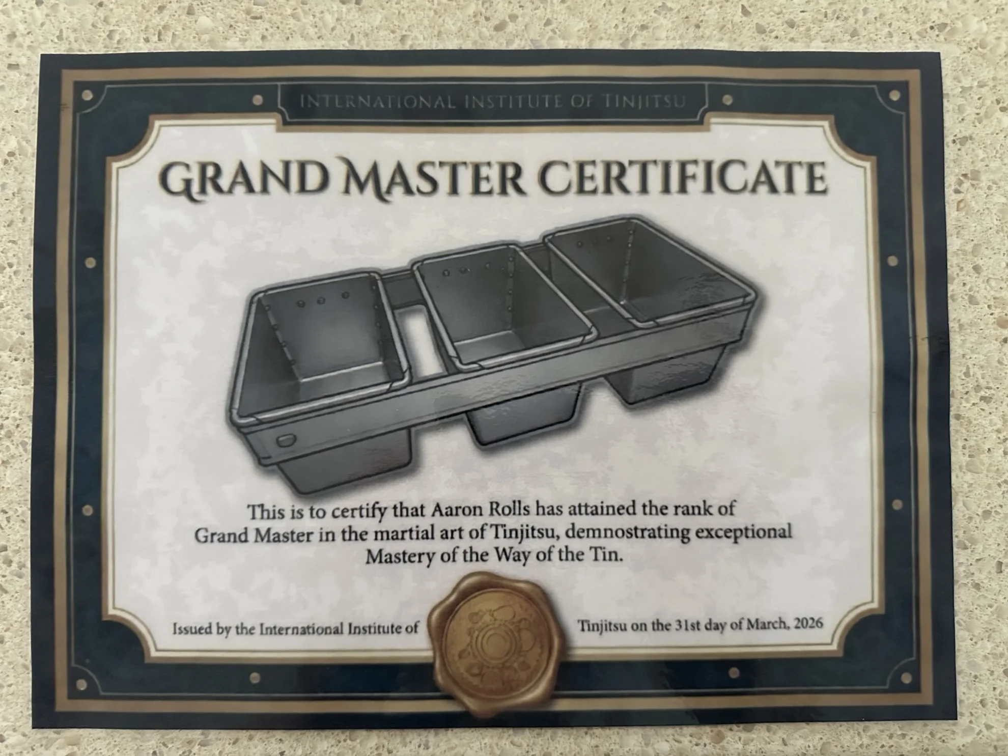 The Grand Master certificate